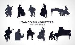 Tango musicians silhouette set