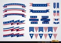 USA colors ribbons set