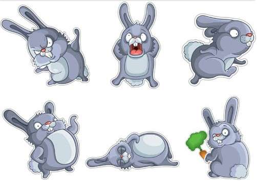 Funny Gray Rabbits vector