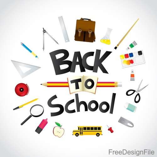 Back to school design with white background vector 01