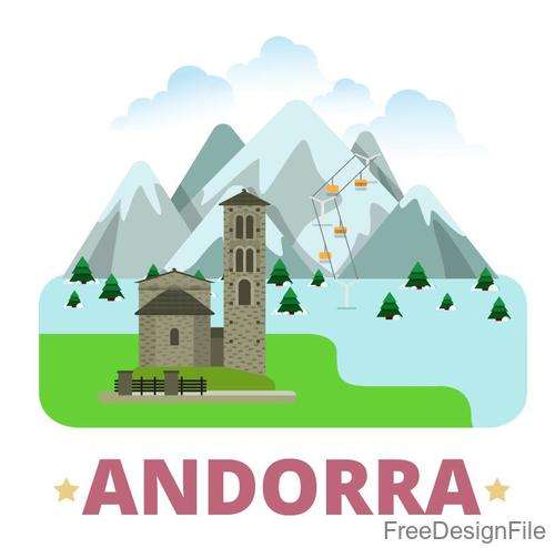 Andorra travel elements design vector