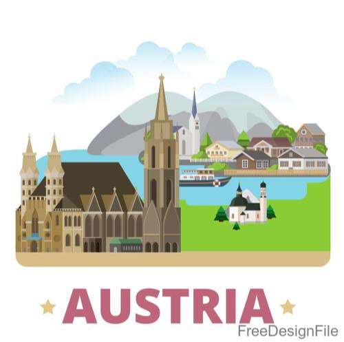Austria travel elements design vector
