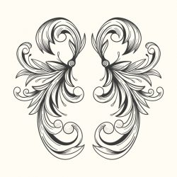 Realistic hand drawn ornamental border in baroque style