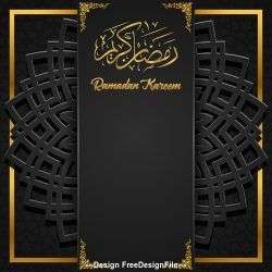Black background Ramadan Kareem vector greeting card vector 02