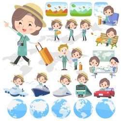 Blue-green tunic Middle woman travel vector