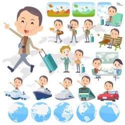 Brown high neck Middle aged man travel vector