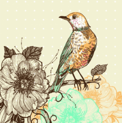 floral backgrounds with birds 2 vectors graphic