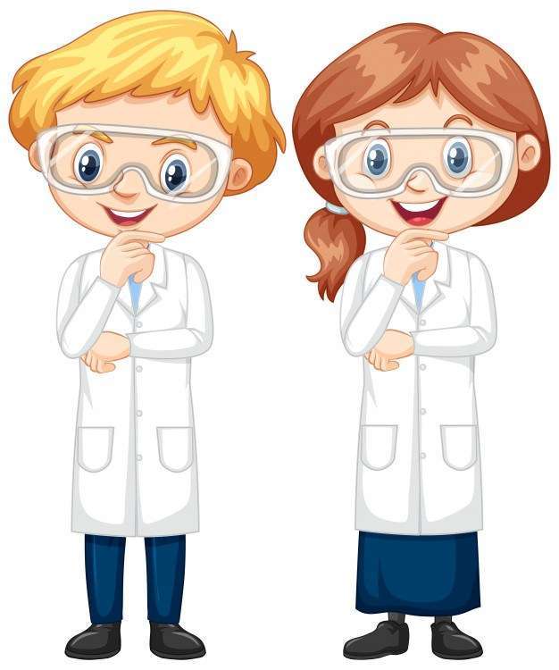 Boy and girl in science gown