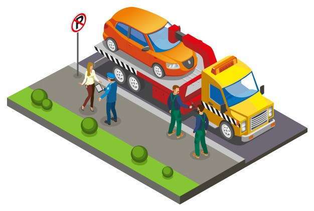Colored isometric parking composition