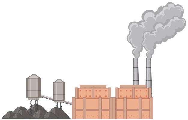 Factory building with smoke