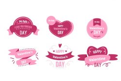 Flat valentines day label collection