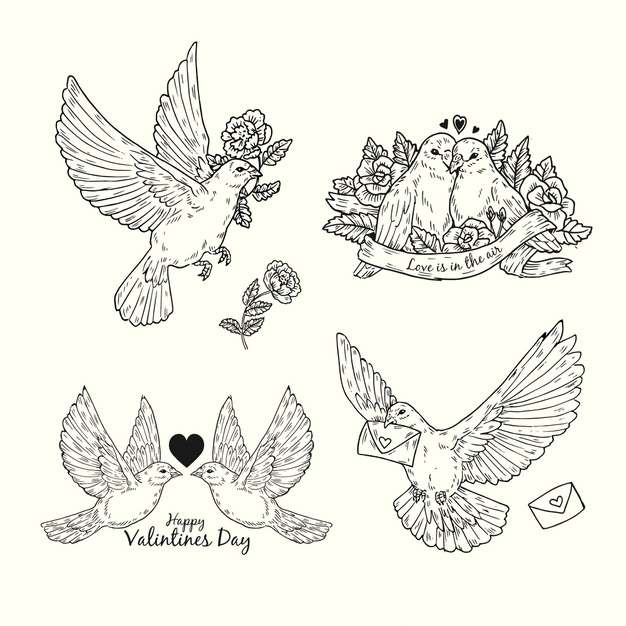 Hand drawn valentine’s day element collection