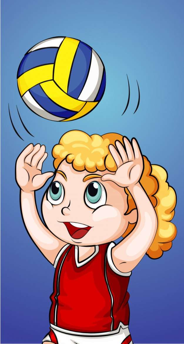 Happy girl playing volleyball