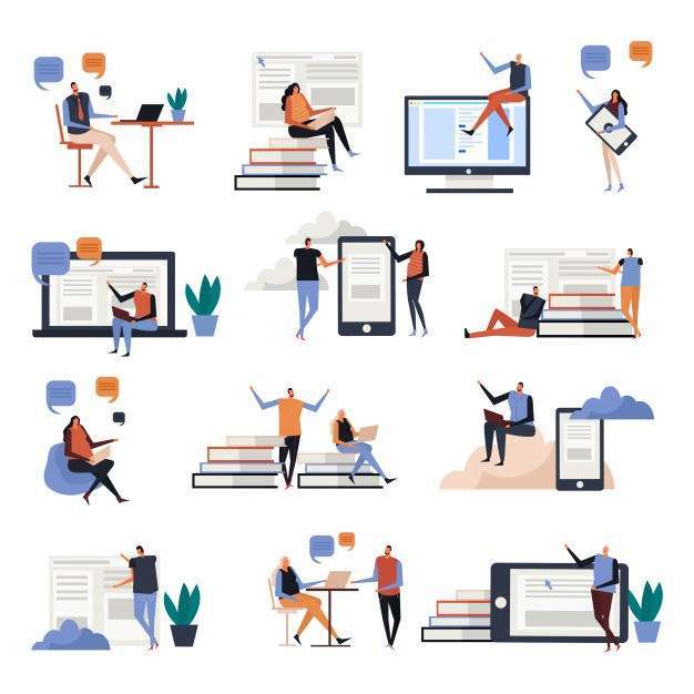 Online education flat icons