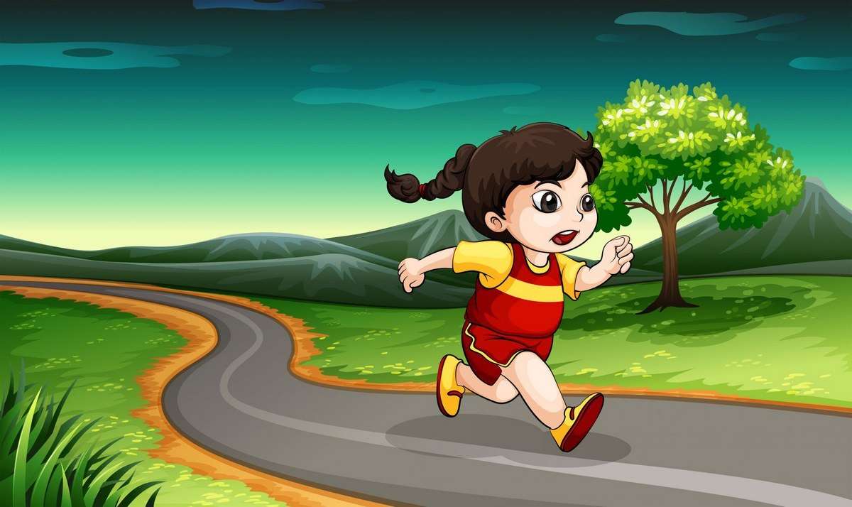 A young girl running