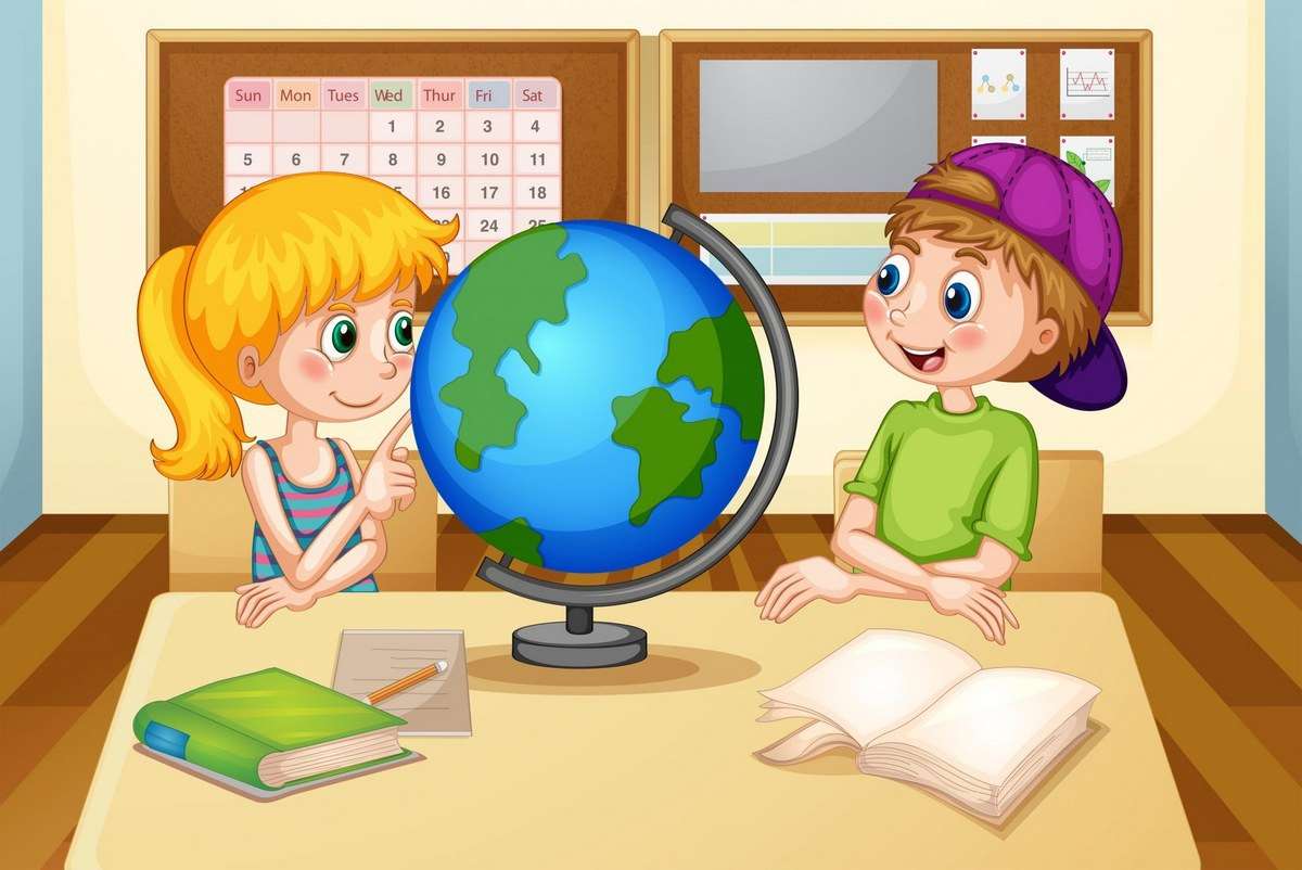 Children and globe