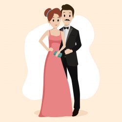 Couple in formalwear illustration