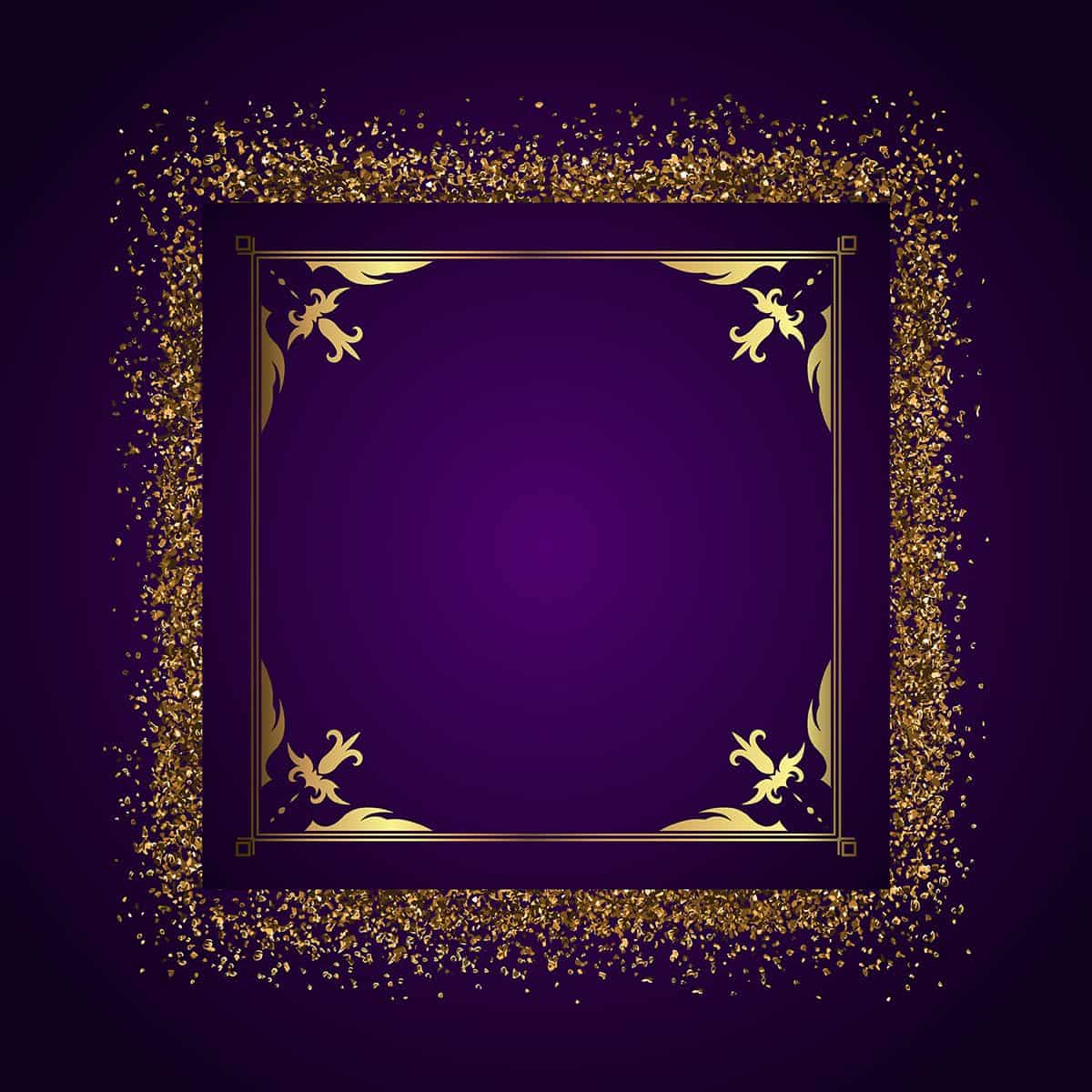 Decorative frame background with gold glitter