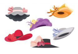 Illustration Set of Woman Derby Hats