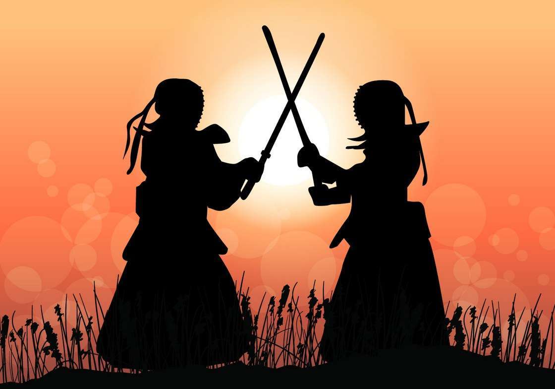Kendo Master Fight In The Sunset