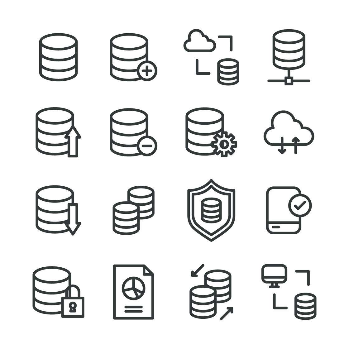 Outlined Icons About Data Base