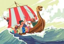 Viking Ship In The Middle A Storm Vector