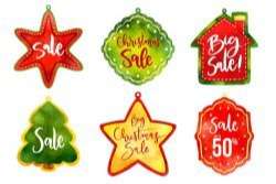 Watercolor christmas sale tag collection