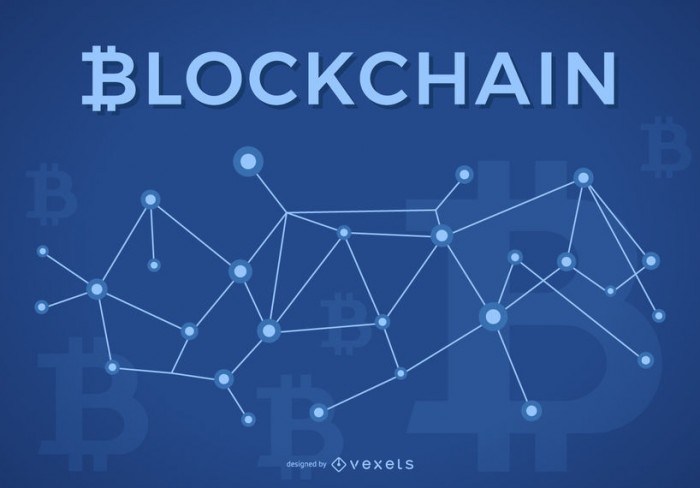 Blockchain design with Bitcoin logo
