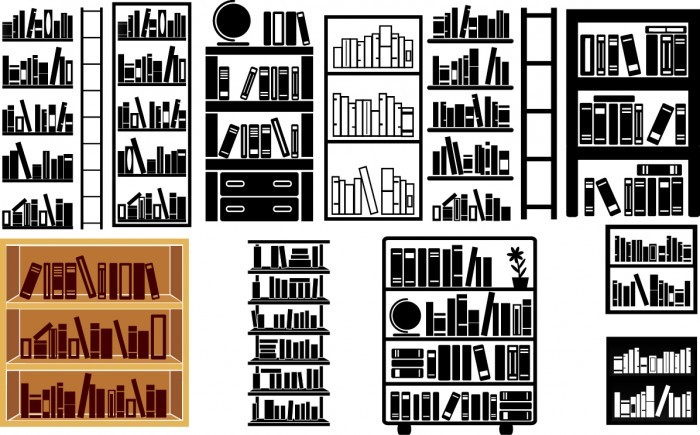 Bookshelves silhouette Vector