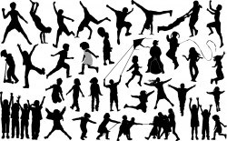 Children playing outdoor silhouette