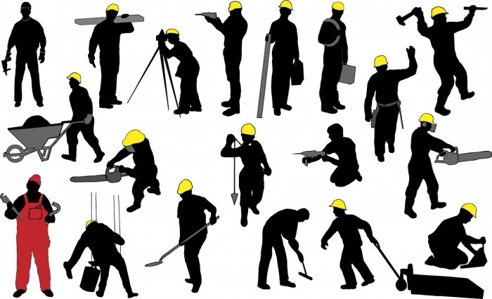 Construction worker silhouettes Vector