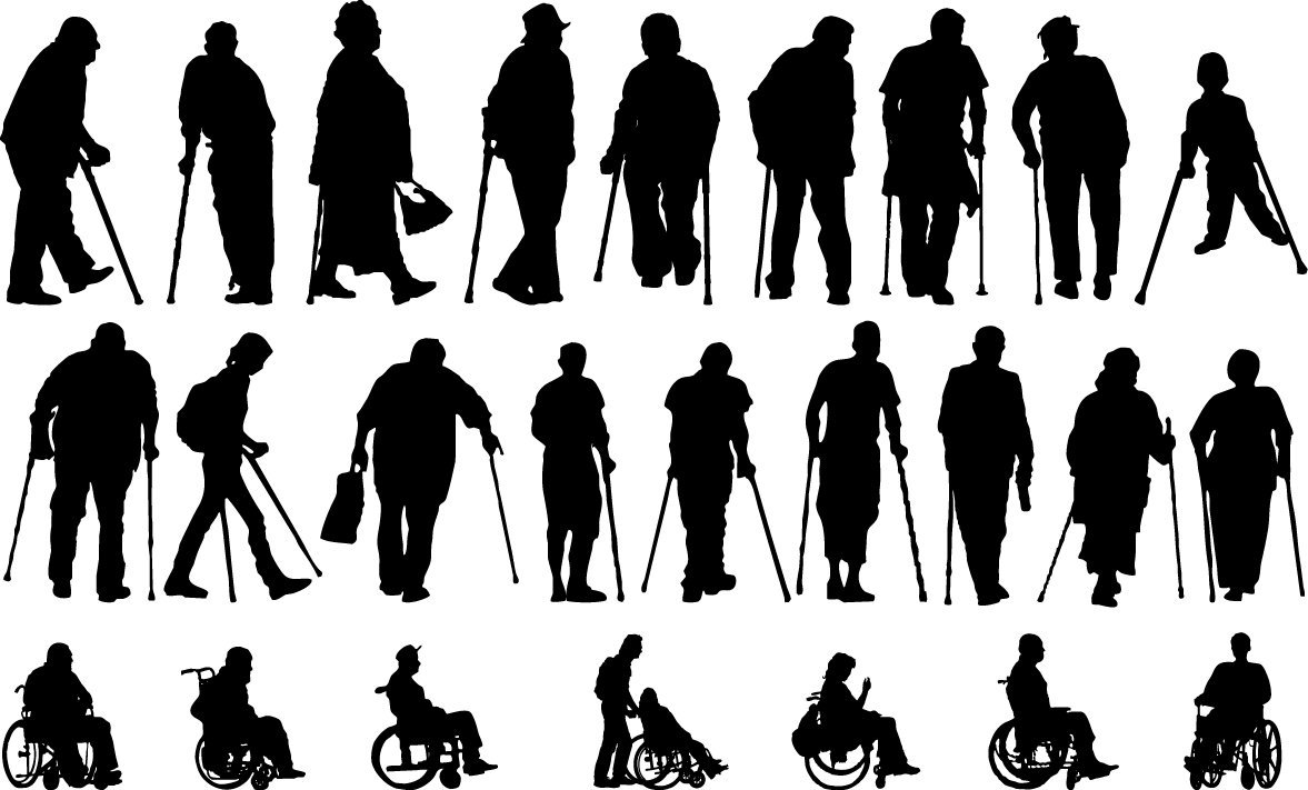 Disabled people silhouettes Vector