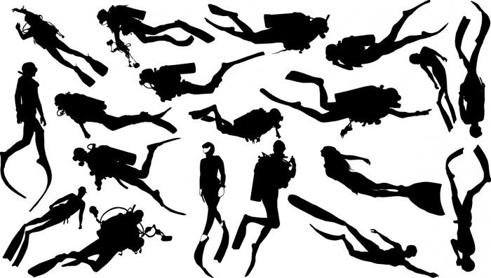 Diver silhouettes Vector