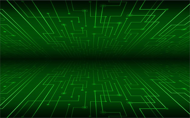 Green cyber circuit future technology concept background