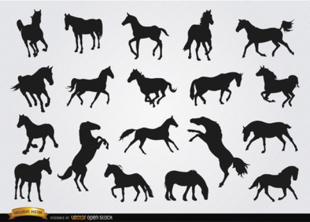 Horses running vector silhouettes  Vector | Free Download