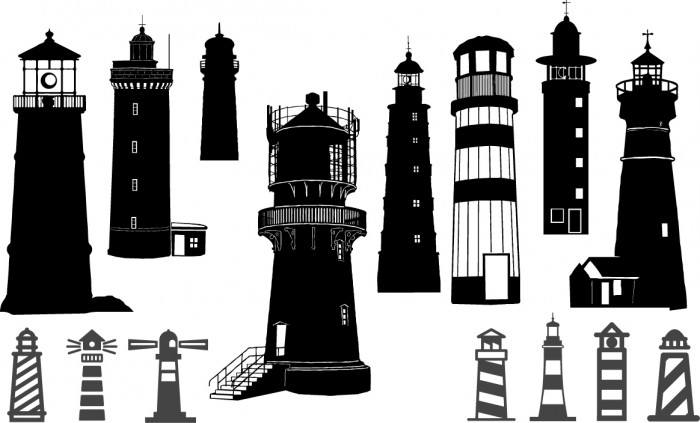 Lighthouse silhouettes Vector