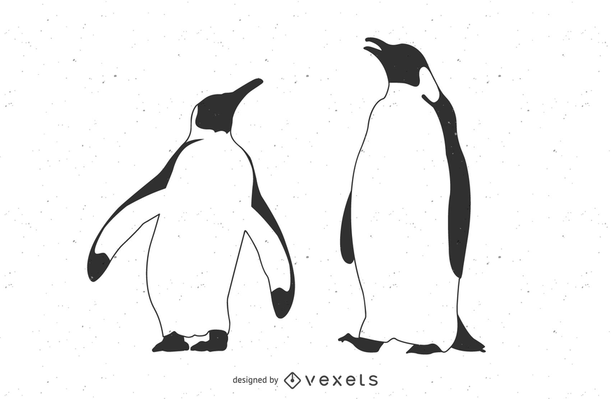 Line Traced Black & White Penguins
