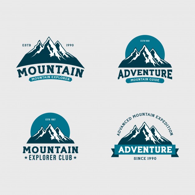 Mountain expedition logo set