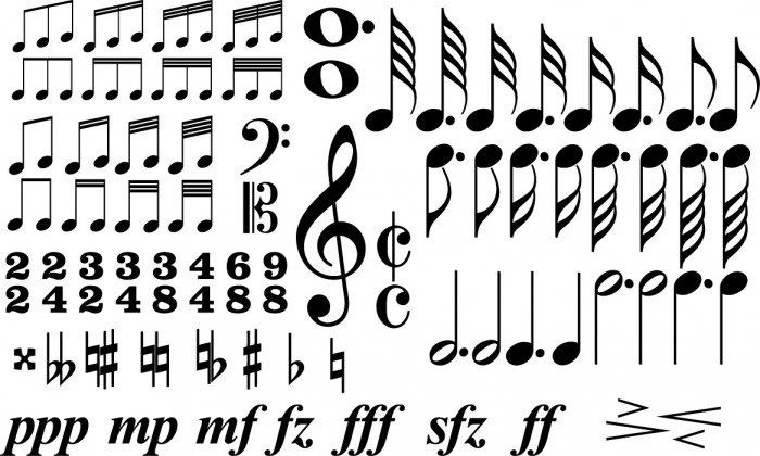Music symbols silhouettes Vector