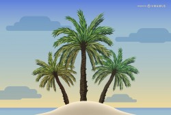 Palm trees illustration on a beach
