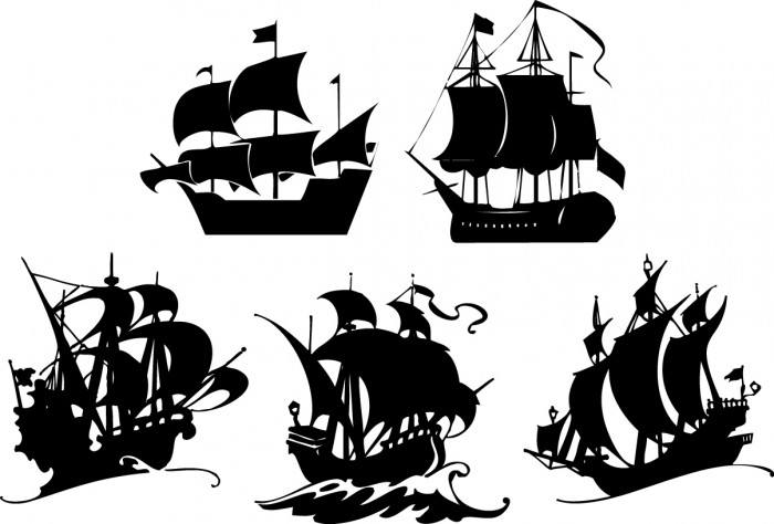 Sailing silhouettes Vector
