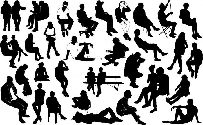 Sitting people silhouettes Vector
