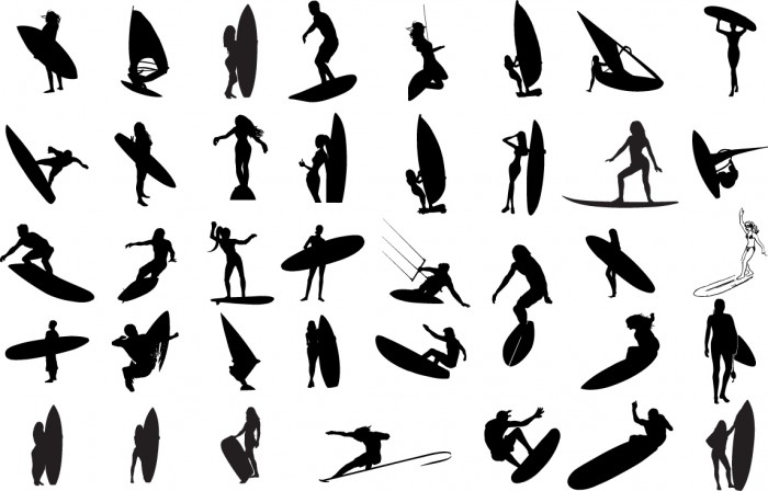 Surfers silhouette Vector