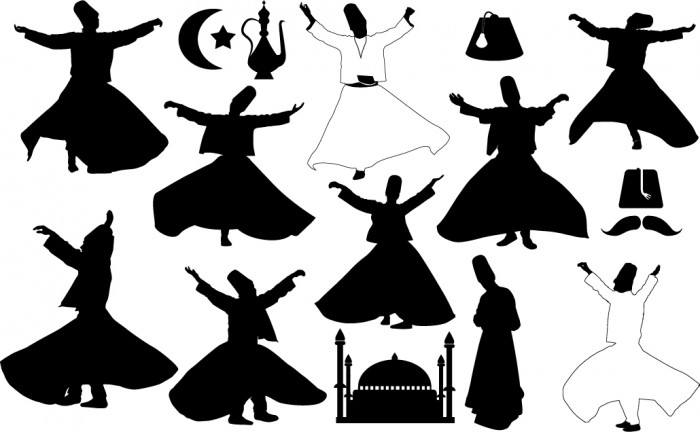 Turkey dancers silhouettes – Whirling Vector