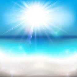 Sun shining over the ocean vector background