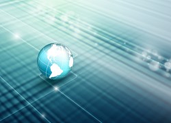 3D earth with tech background vector