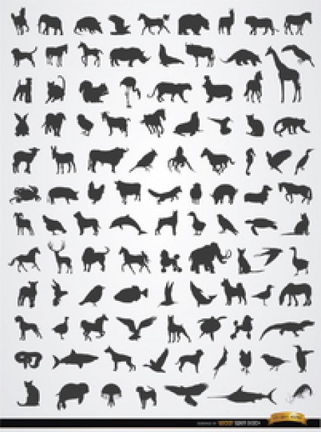 Animal silhouettes vector collection