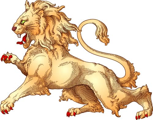 Antique Lion statue vector material