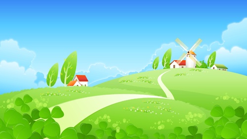 Beautiful cartoon landscapes vector set 11