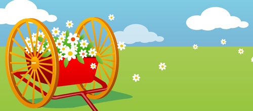 Beautiful cartoon landscapes vector set 01